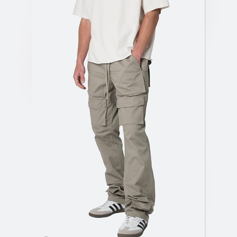 Men's Paneled Blanket Nylon Side snap Gray Nylon Cargo Pants